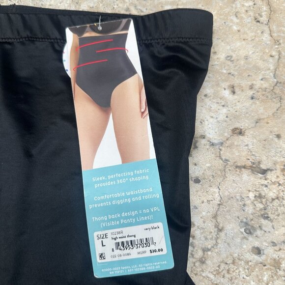 Assets by Spanx Women's High-Waist Shaping Thong Size L Black #10238R NWT - Picture 3 of 7